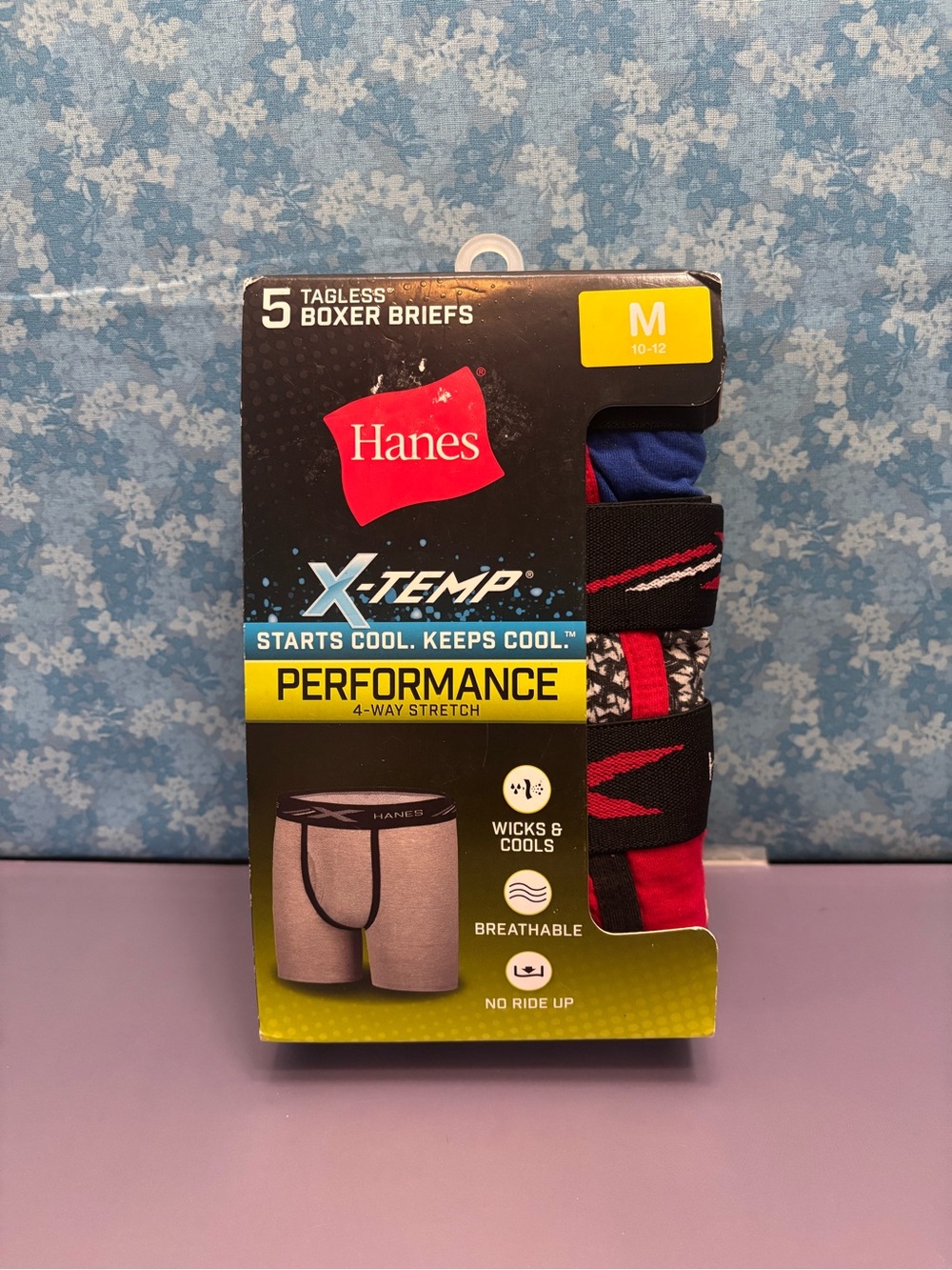 Hanes X-Temp Performance Men's Boxer Briefs - Blue/Red/Gray (5 Pack)